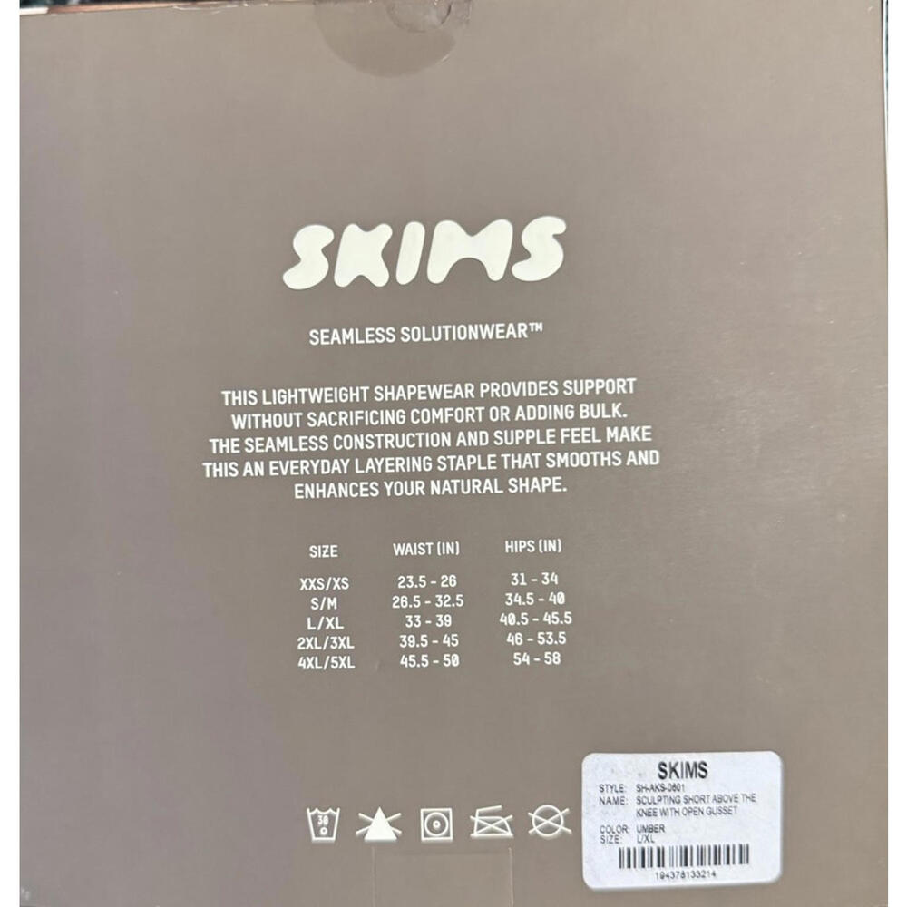 NIB Skims Seamless Sculpting Shorts Above Knee Open Gusset Umber NIB L/XL - Picture 2 of 2